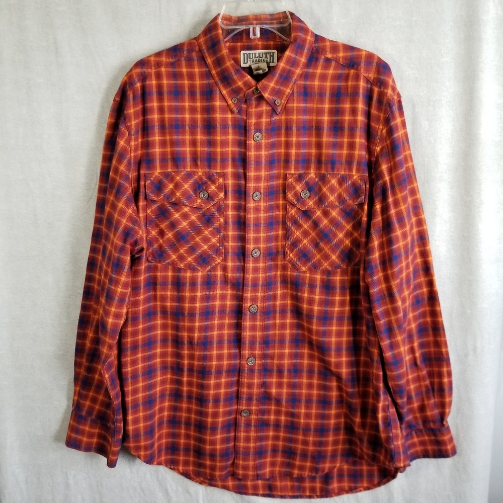 Duluth Free Swingin Wicking Flannel Shirt Mens Large Red Plaid Button Down